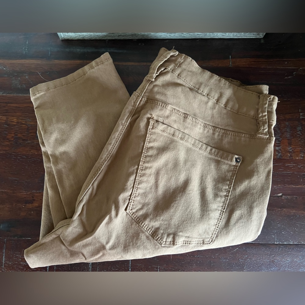 Khaki stretch straight leg jeans